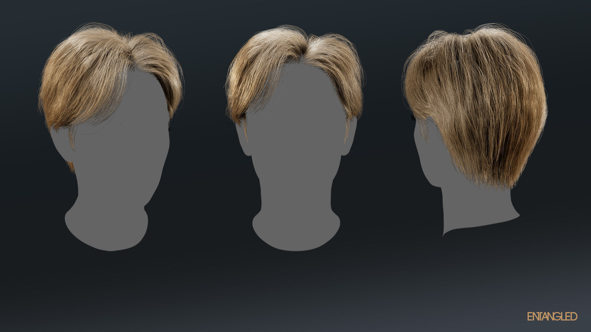 Hairstyle Pack - 11 game-ready male and female hairstyles  Low-poly 3D model_5