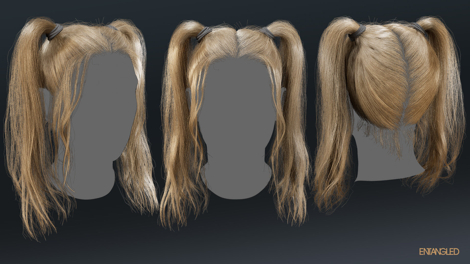 Hairstyle Pack - 11 game-ready male and female hairstyles  Low-poly 3D model_8