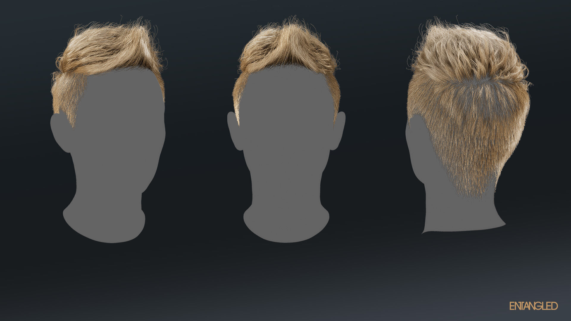 Hairstyle Pack - 11 game-ready male and female hairstyles  Low-poly 3D model_7