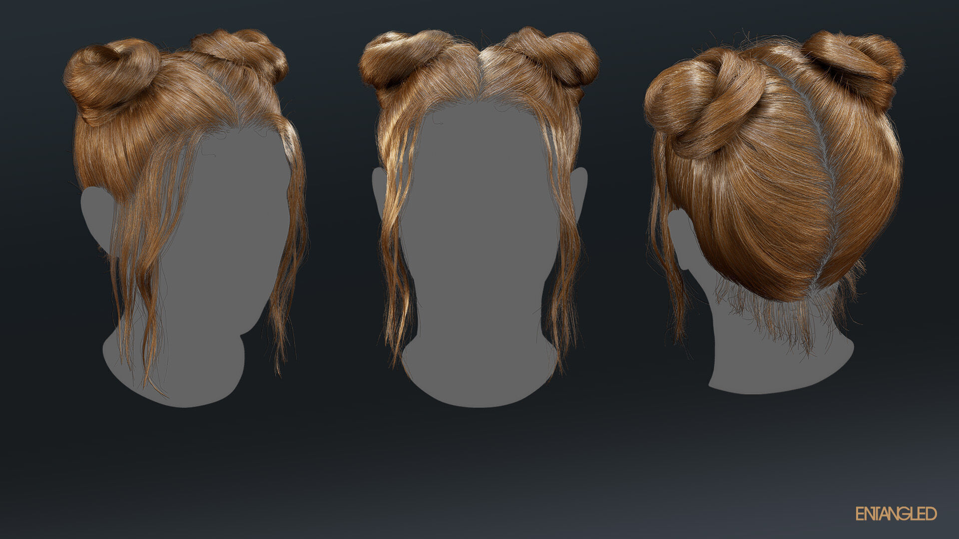 Hairstyle Pack - 11 game-ready male and female hairstyles  Low-poly 3D model_4