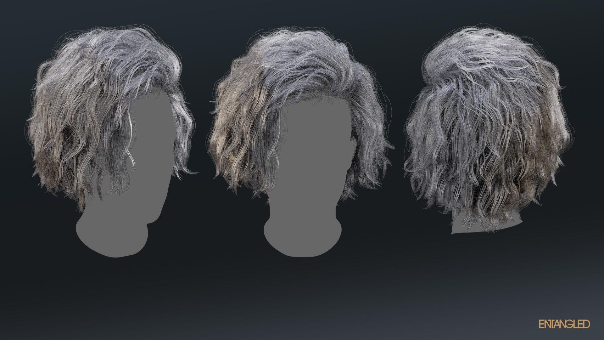 Hairstyle Pack - 11 game-ready male and female hairstyles  Low-poly 3D model_9