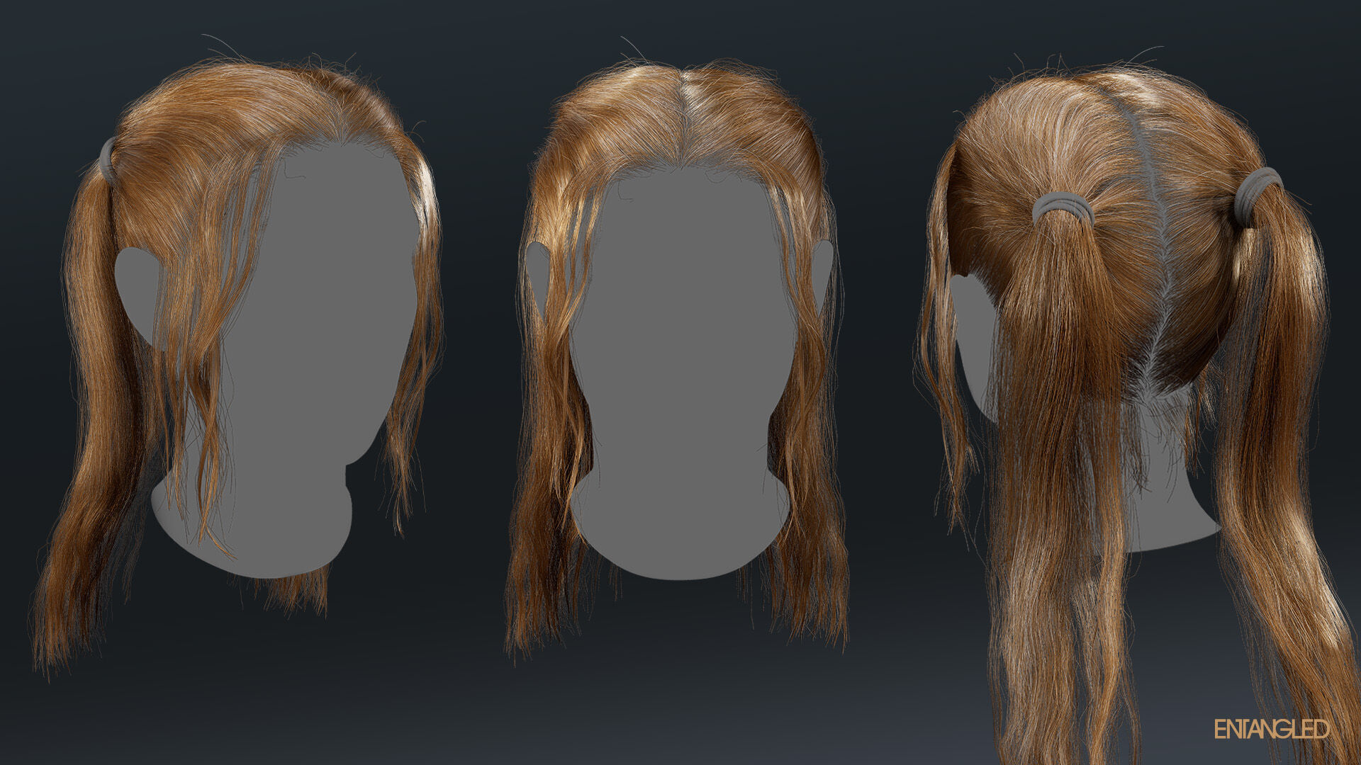 Hairstyle Pack - 11 game-ready male and female hairstyles  Low-poly 3D model_6