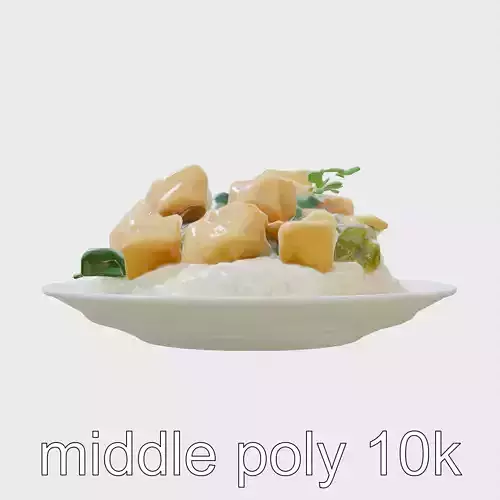 Thai Green Curry Chicken Dish 3D Model Pack Low-poly 3D model Thai Green Curry Chicken Dish 3D Model Pack Low-poly 3D model