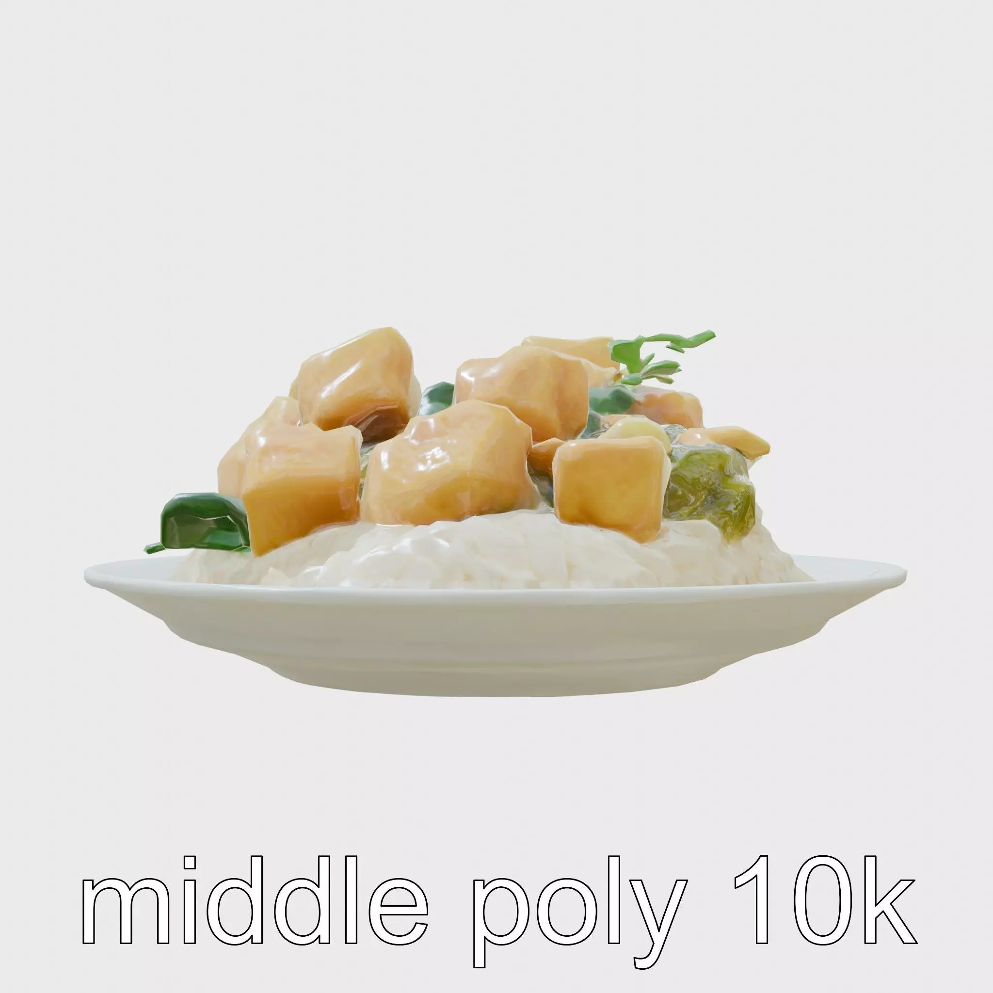 Thai Green Curry Chicken Dish 3D Model Pack Low-poly 3D model_0