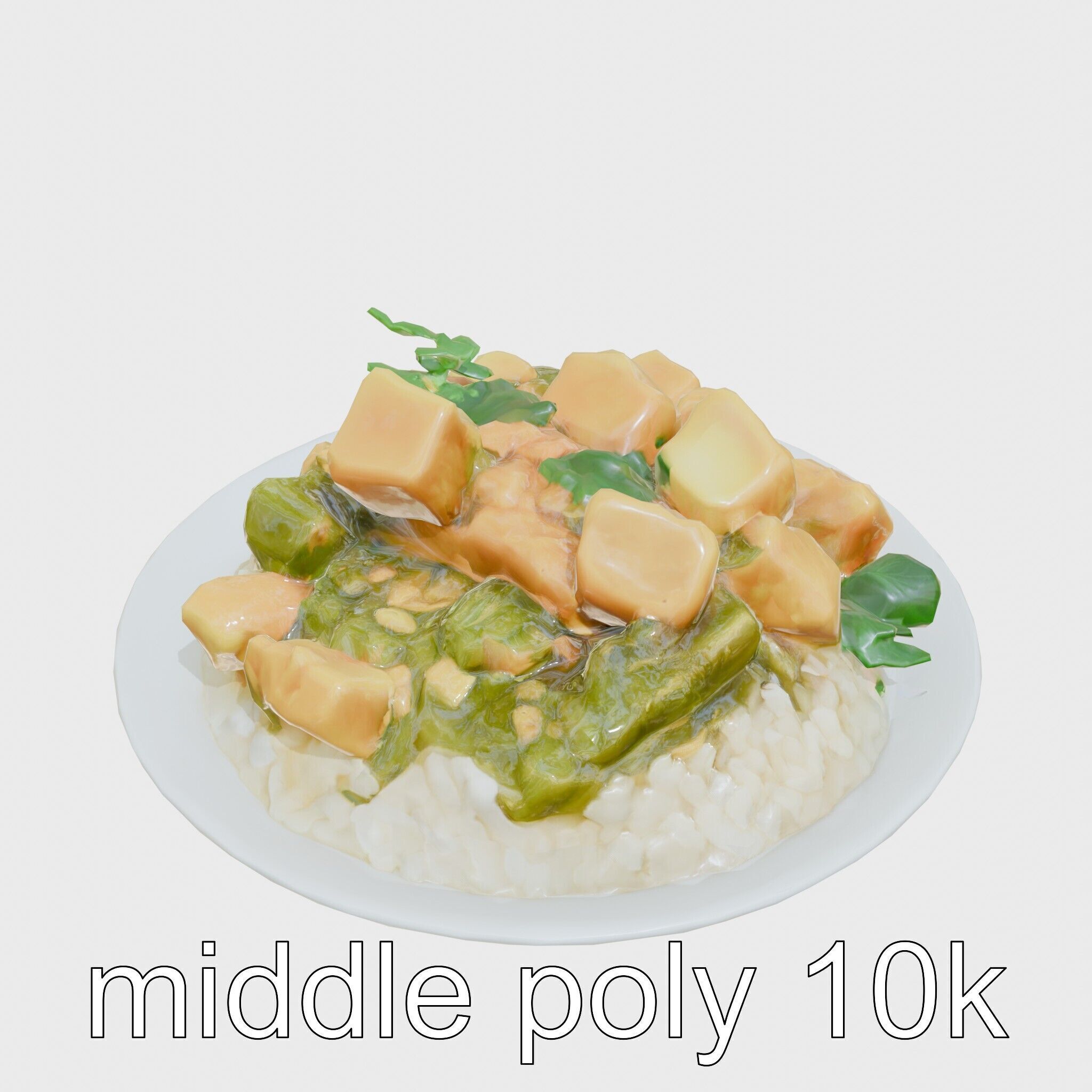 Thai Green Curry Chicken Dish 3D Model Pack Low-poly 3D model_12