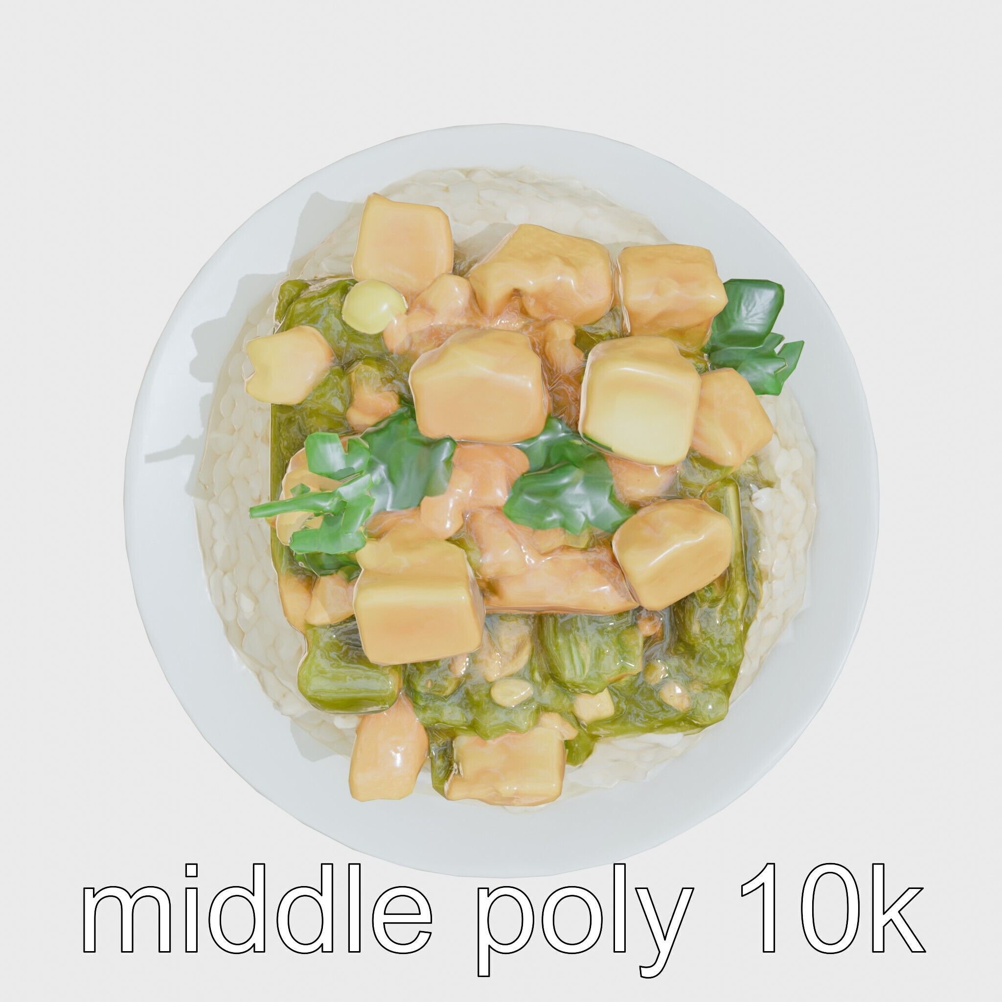 Thai Green Curry Chicken Dish 3D Model Pack Low-poly 3D model_28