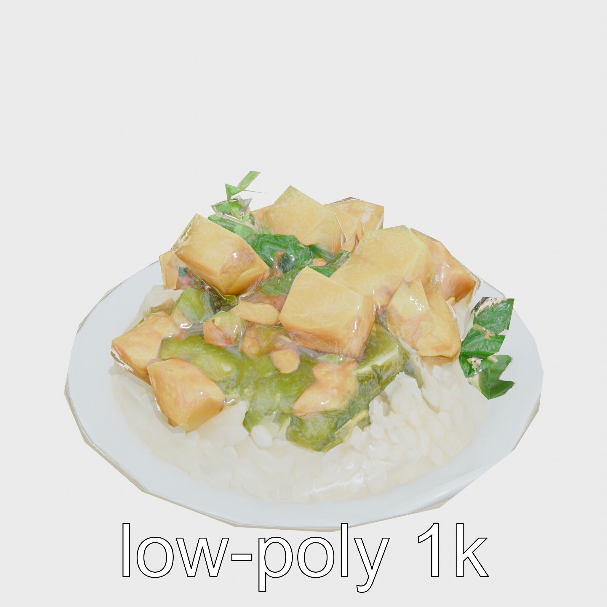 Thai Green Curry Chicken Dish 3D Model Pack Low-poly 3D model_32