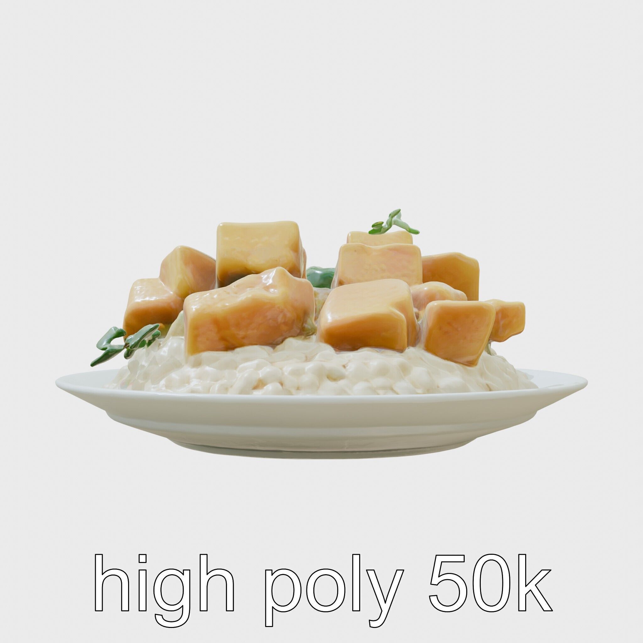 Thai Green Curry Chicken Dish 3D Model Pack Low-poly 3D model_25