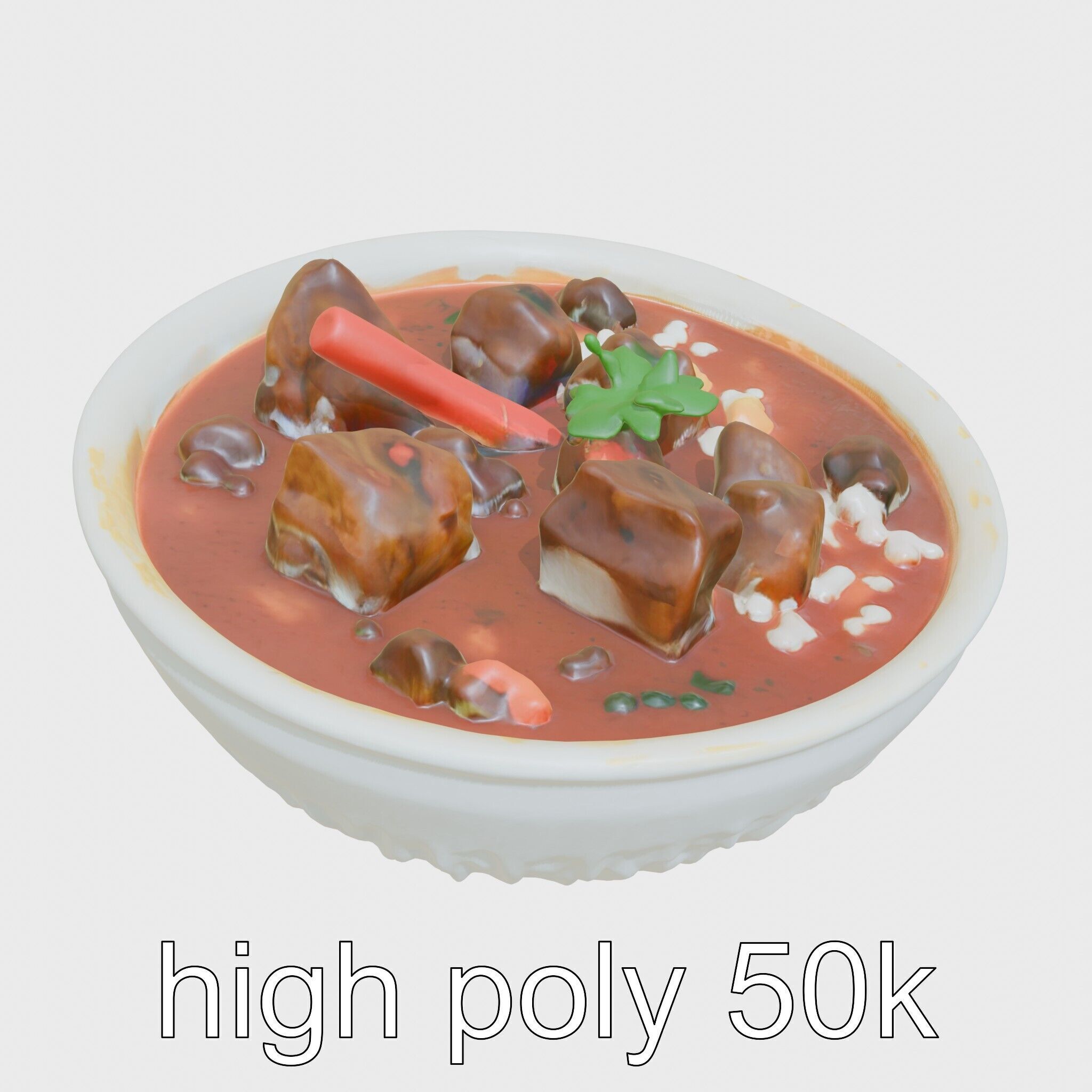 Indonesian Rendang Curry Bowl 3D model pack Low-poly 3D model_21