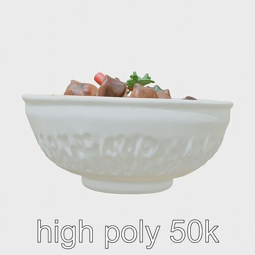 Indonesian Rendang Curry Bowl 3D model pack Low-poly 3D model 3