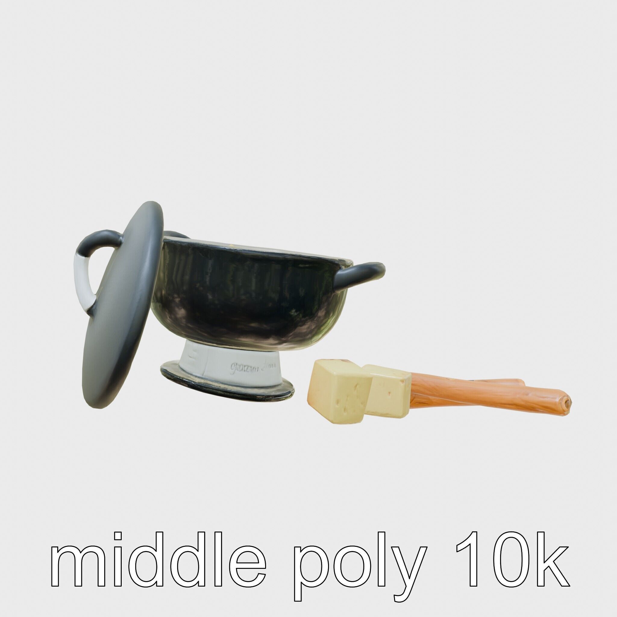 Swiss Fondue Pot with Cheese Cubes model pack Low-poly 3D model_18