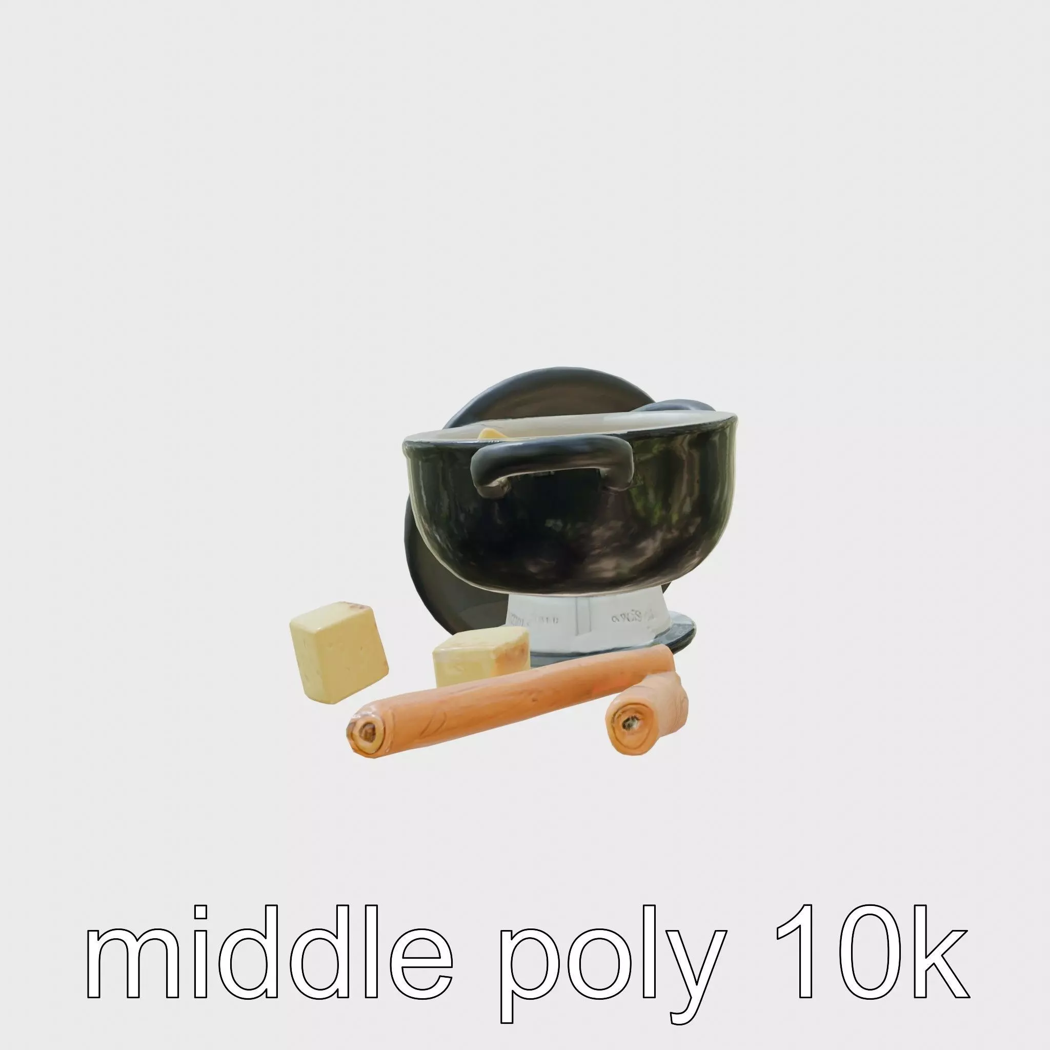 Swiss Fondue Pot with Cheese Cubes model pack Low-poly 3D model_0