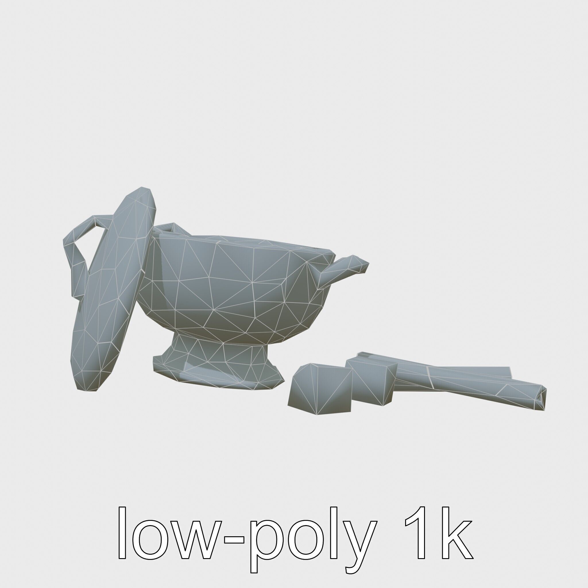 Swiss Fondue Pot with Cheese Cubes model pack Low-poly 3D model_10