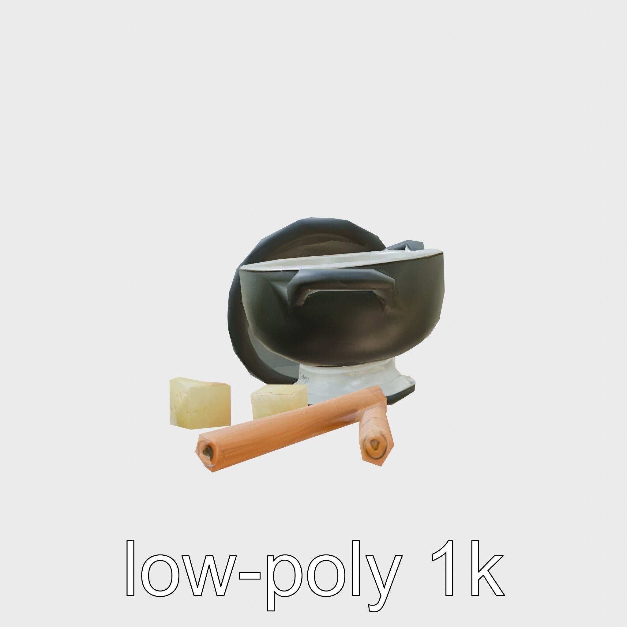 Swiss Fondue Pot with Cheese Cubes model pack Low-poly 3D model_24