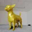 CHihuahua low poly statue STL 3D print model_3