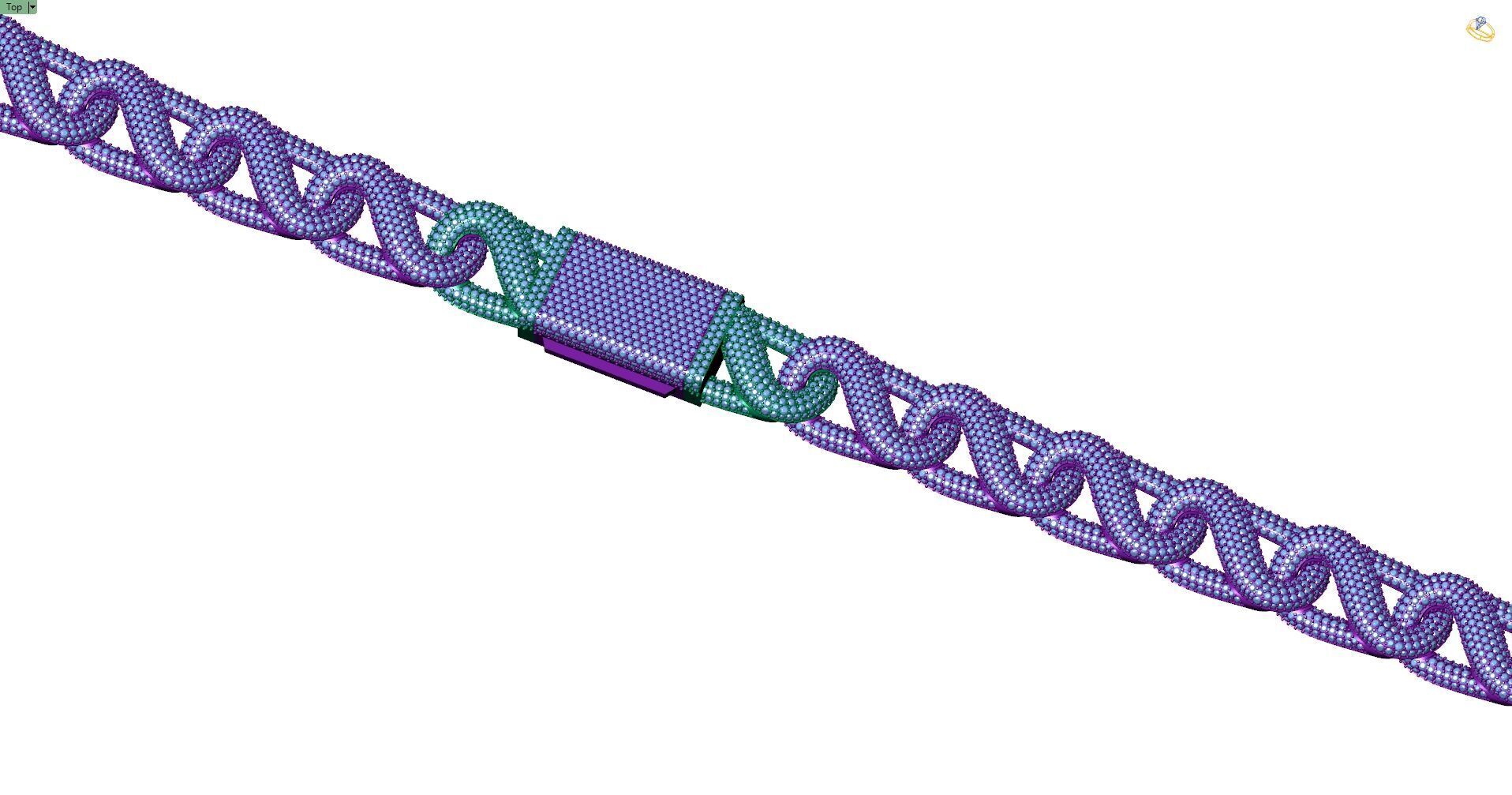 Custom Byzantine Diamond Link Chain - Hermes Bracelet Link 3D print model_9