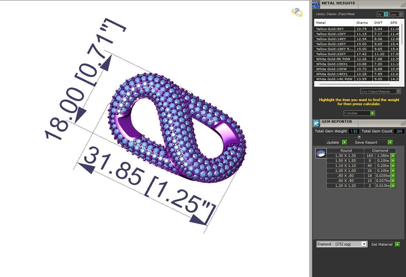 Custom Byzantine Diamond Link Chain - Hermes Bracelet Link 3D print model_10