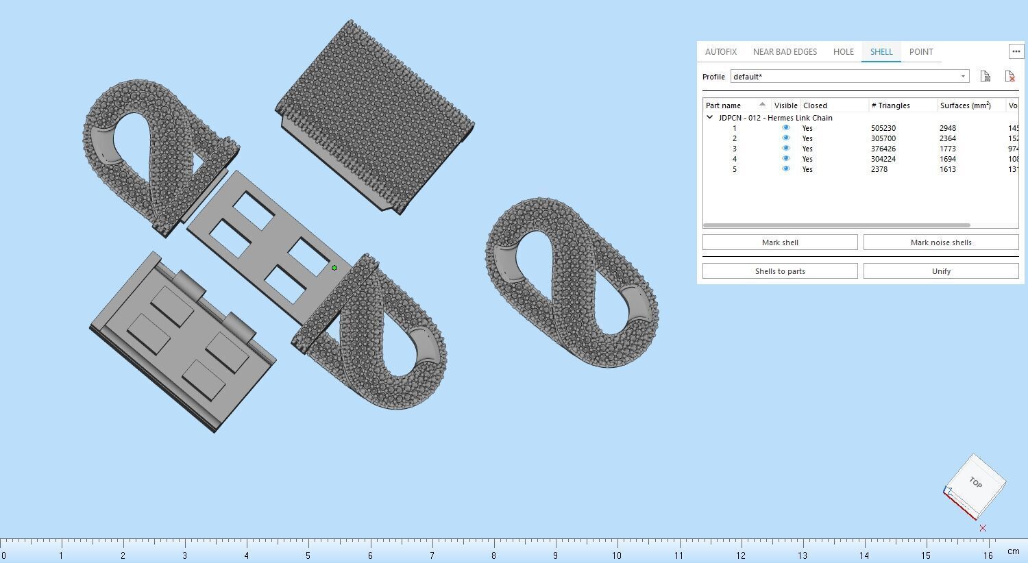 Custom Byzantine Diamond Link Chain - Hermes Bracelet Link 3D print model_18