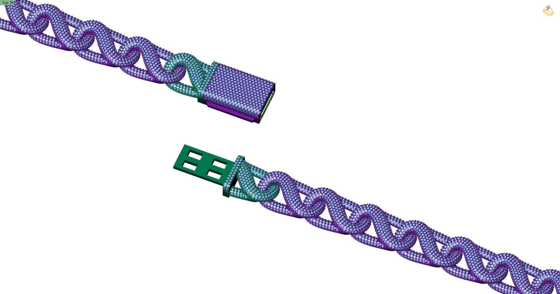 Custom Byzantine Diamond Link Chain - Hermes Bracelet Link 3D print model_11