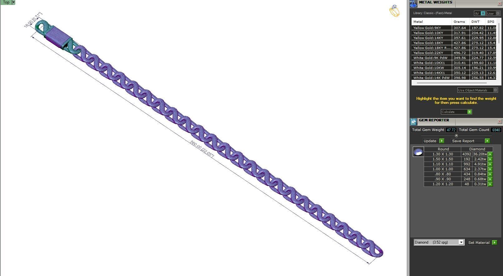 Custom Byzantine Diamond Link Chain - Hermes Bracelet Link 3D print model_6