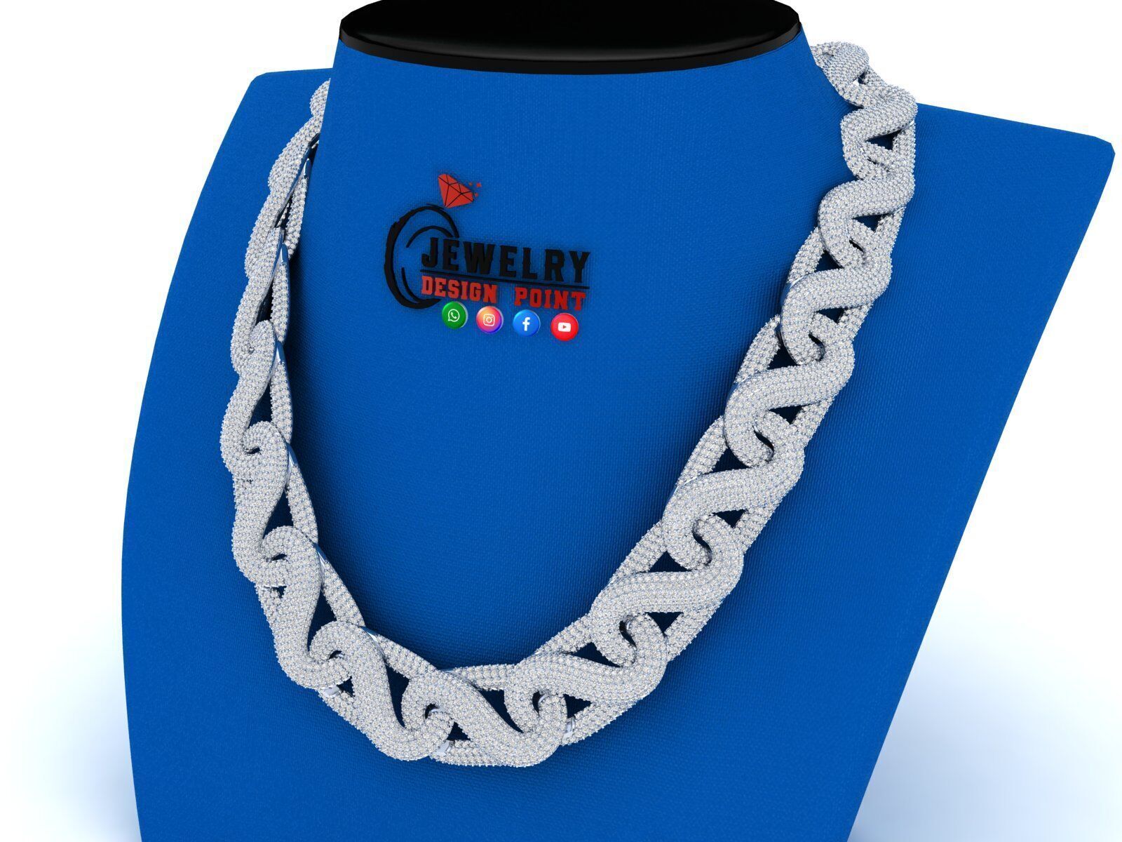 Custom Byzantine Diamond Link Chain - Hermes Bracelet Link 3D print model_3