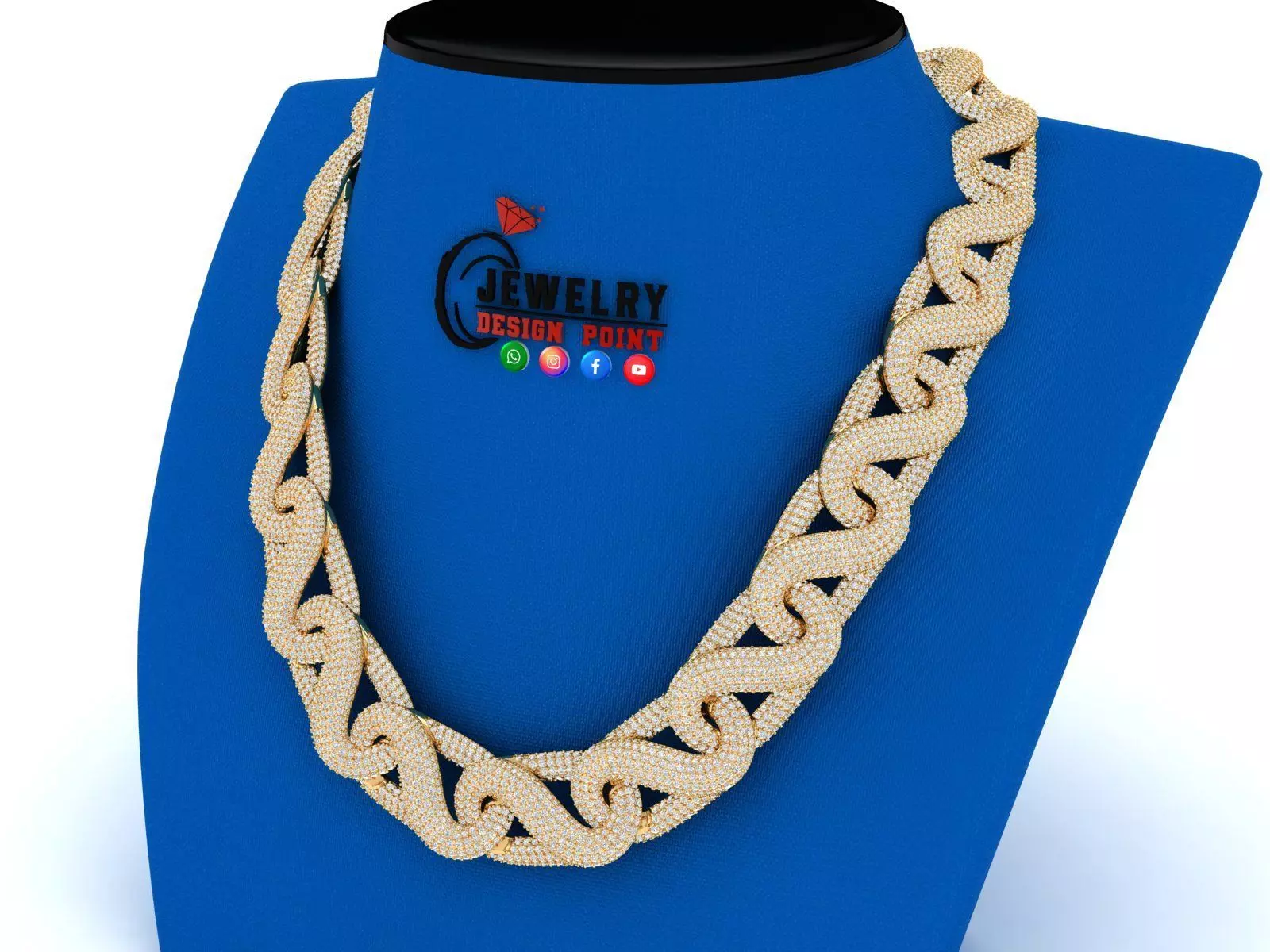 Custom Byzantine Diamond Link Chain - Hermes Bracelet Link 3D print model_0
