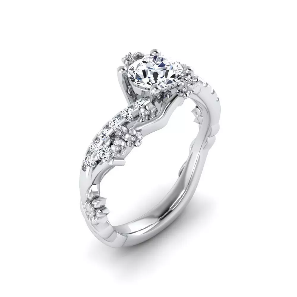 Floral Engagement Wedding Ring for Women 14 3D print model