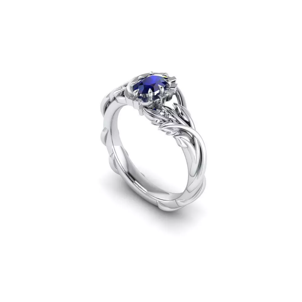 Floral Engagement Wedding Ring for Women 16 3D print model