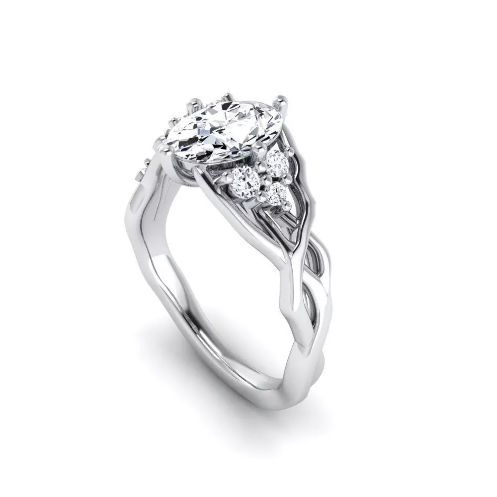 Floral Engagement Wedding Ring for Women 17 3D print model