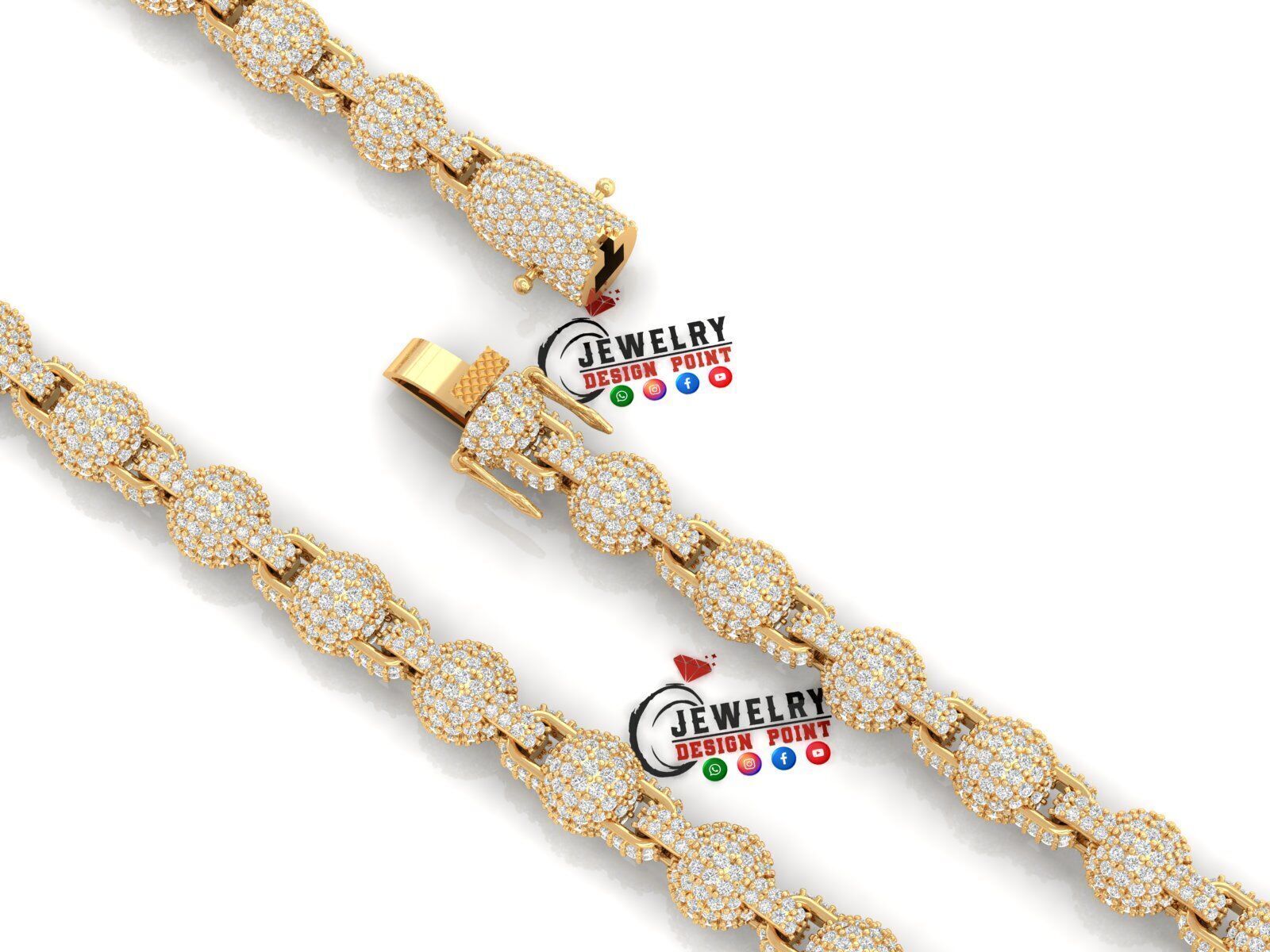 Custom Sphere Ball Diamond Chain - Ball Link -  chain link 3D print model_3