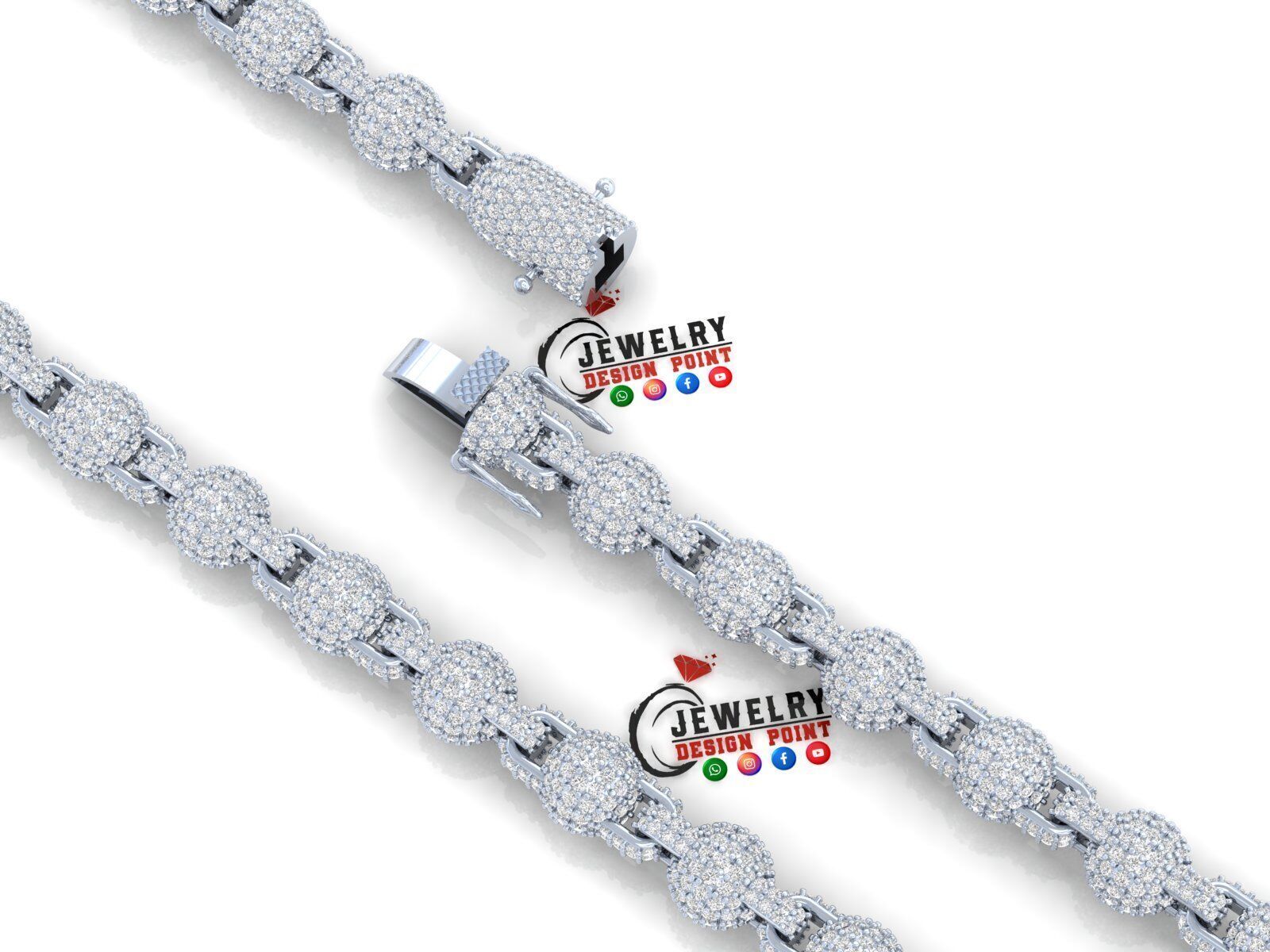 Custom Sphere Ball Diamond Chain - Ball Link -  chain link 3D print model_5