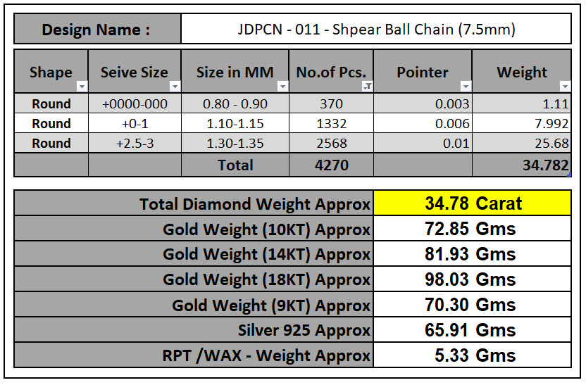 Custom Sphere Ball Diamond Chain - Ball Link -  chain link 3D print model_19