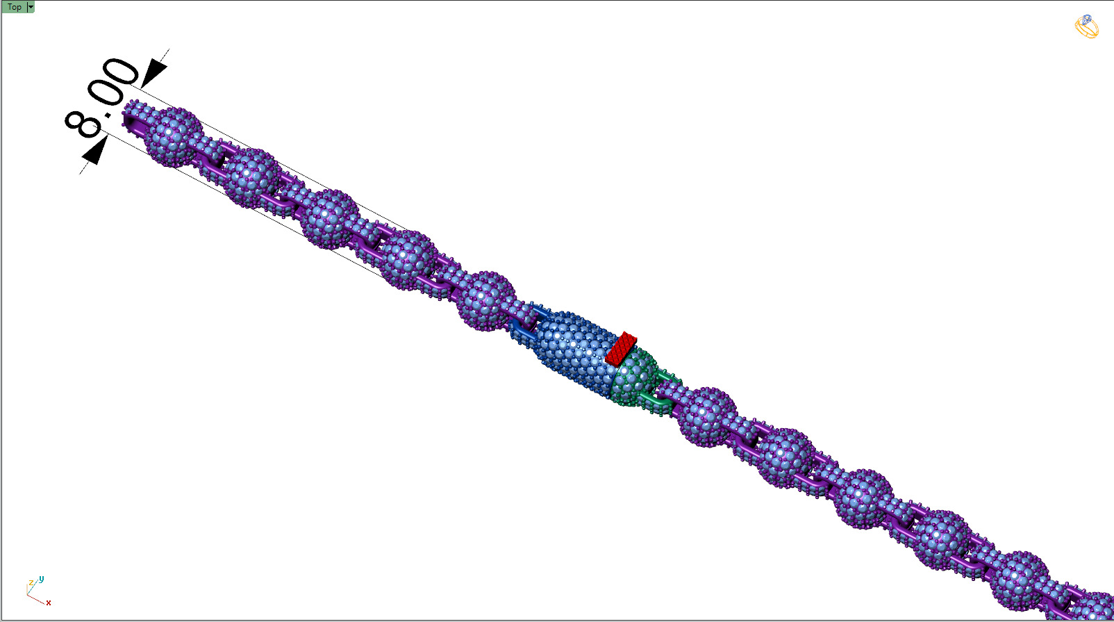 Custom Sphere Ball Diamond Chain - Ball Link -  chain link 3D print model_6