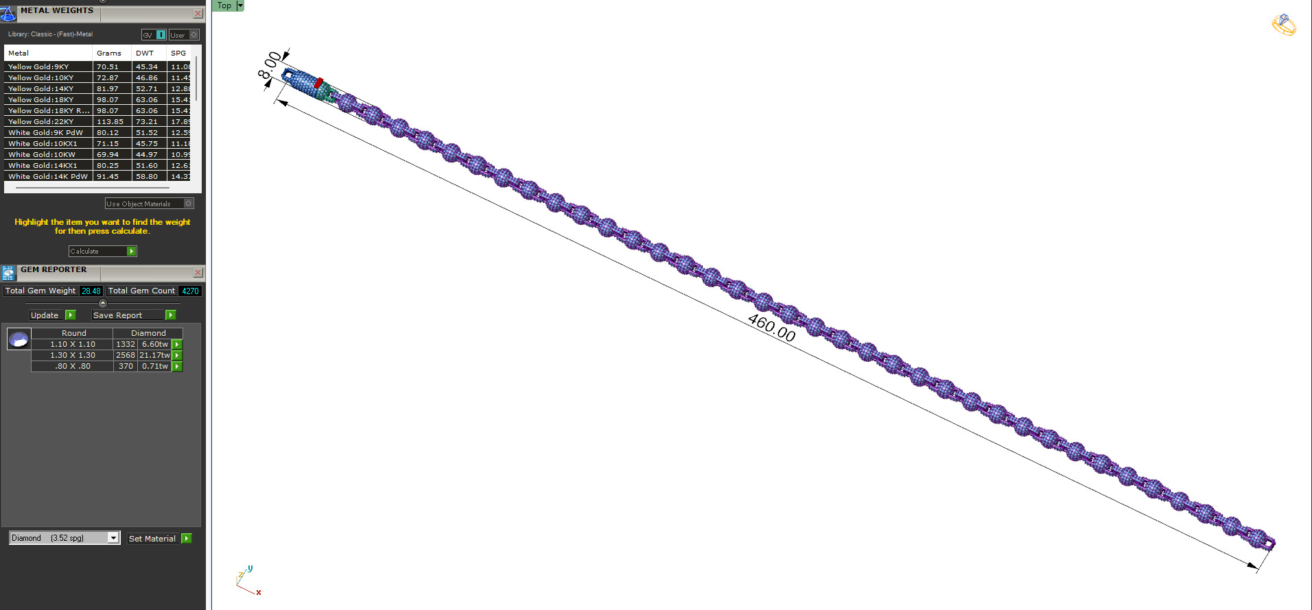 Custom Sphere Ball Diamond Chain - Ball Link -  chain link 3D print model_11