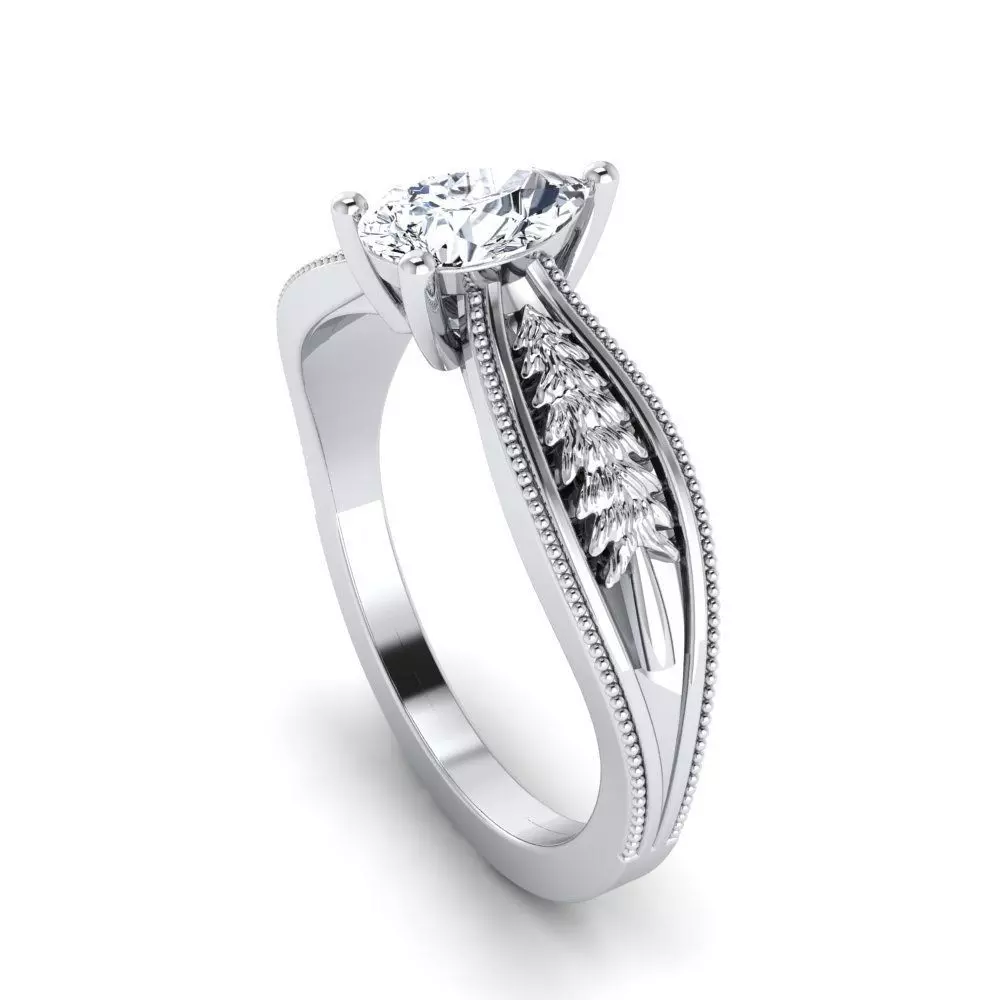 Floral Engagement Wedding Ring for Women 18 3D print model