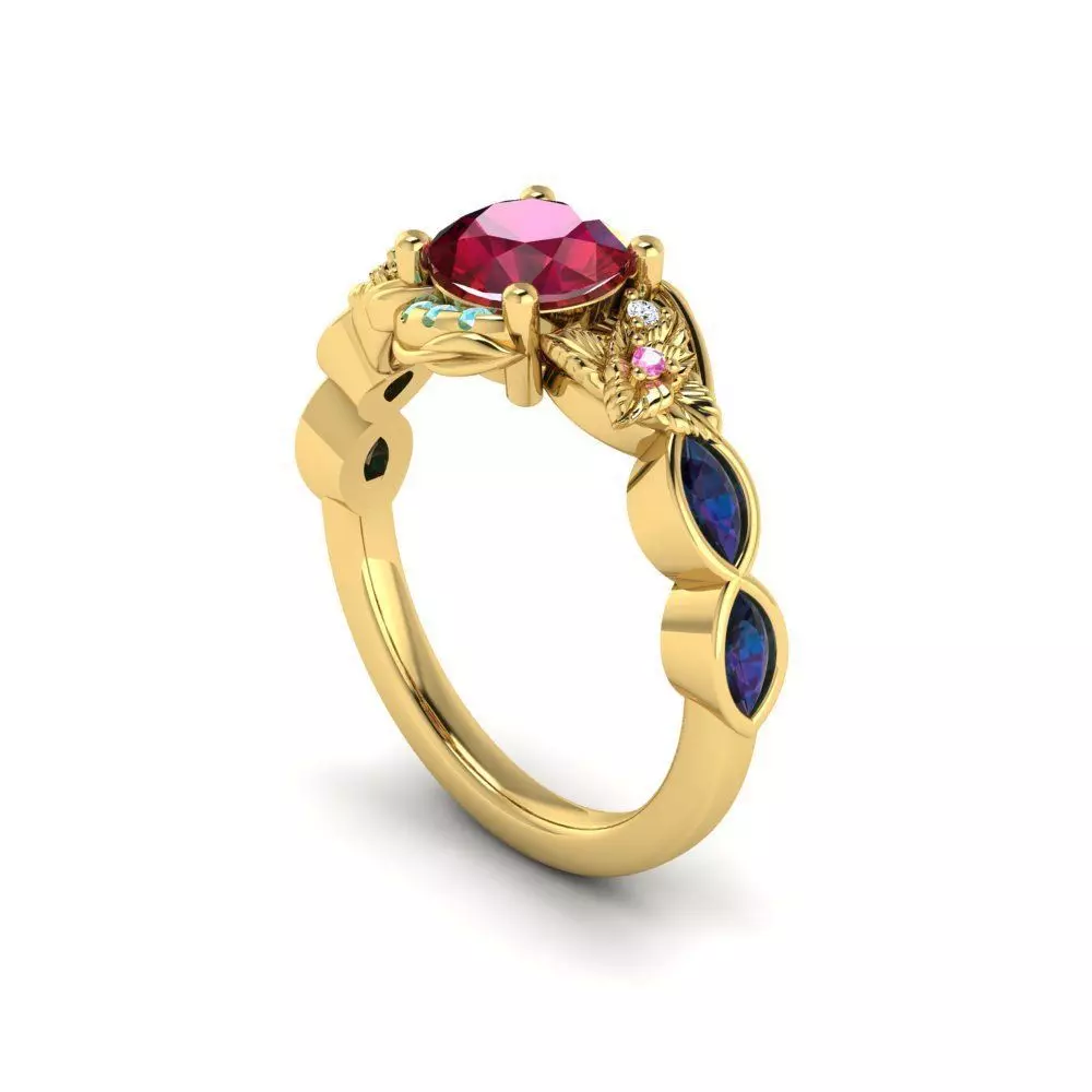 Floral Engagement Wedding Ring for Women 22 3D print model