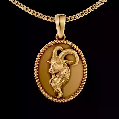 goat pendant silver gold jewelry 3d printable model
