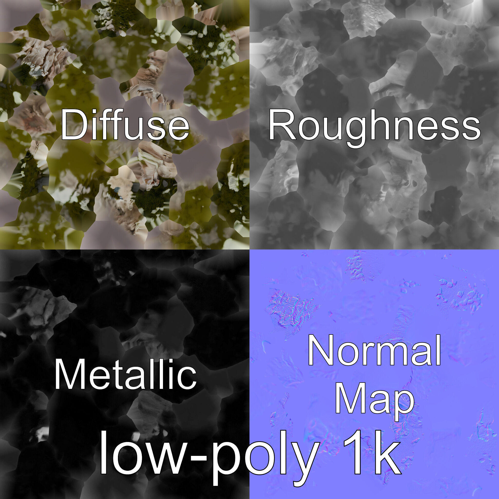 Mossy Stepping Stone Model Pack Low-poly 3D model_4