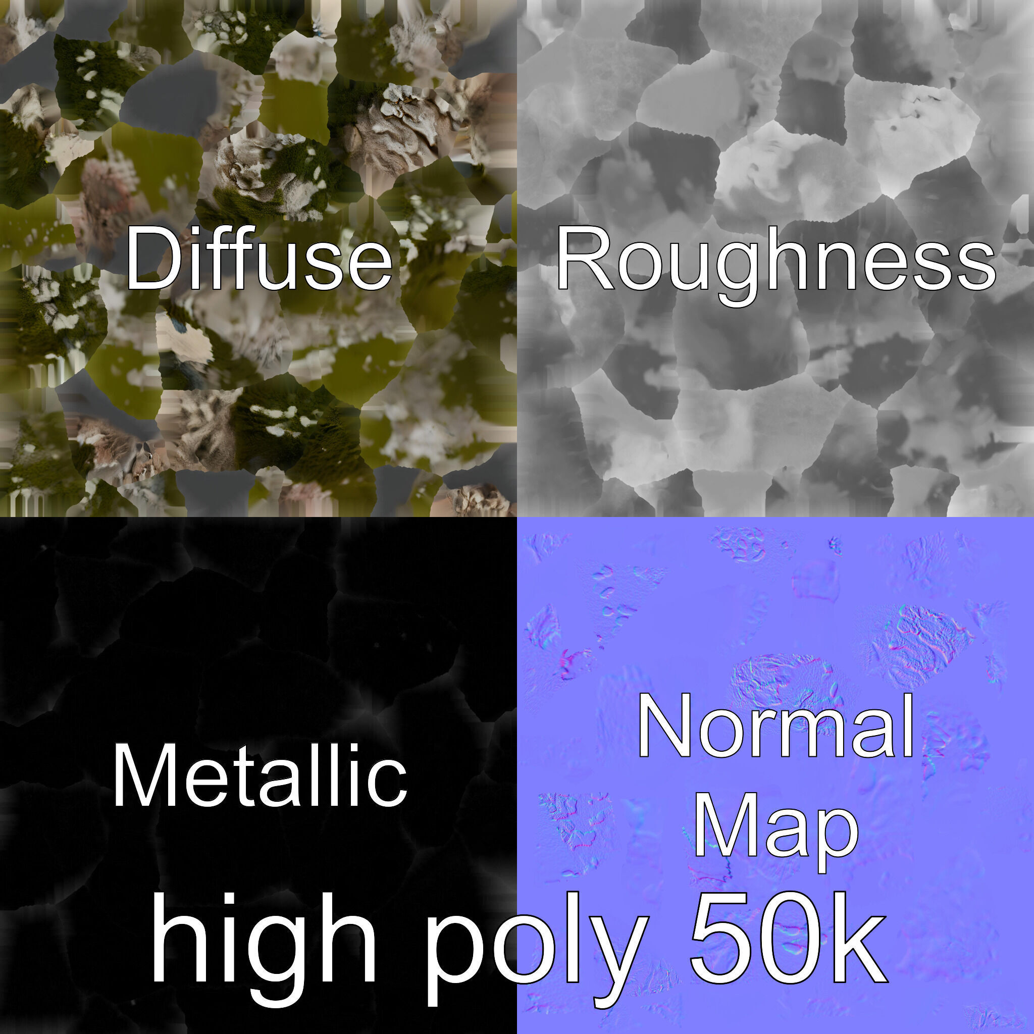 Mossy Stepping Stone Model Pack Low-poly 3D model_30