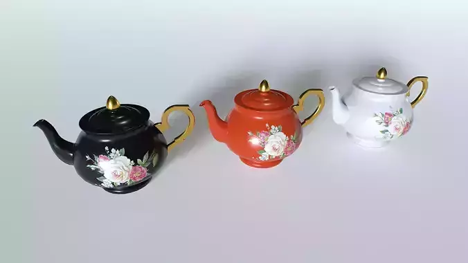 Teapot pack 2 Low-poly 3D model