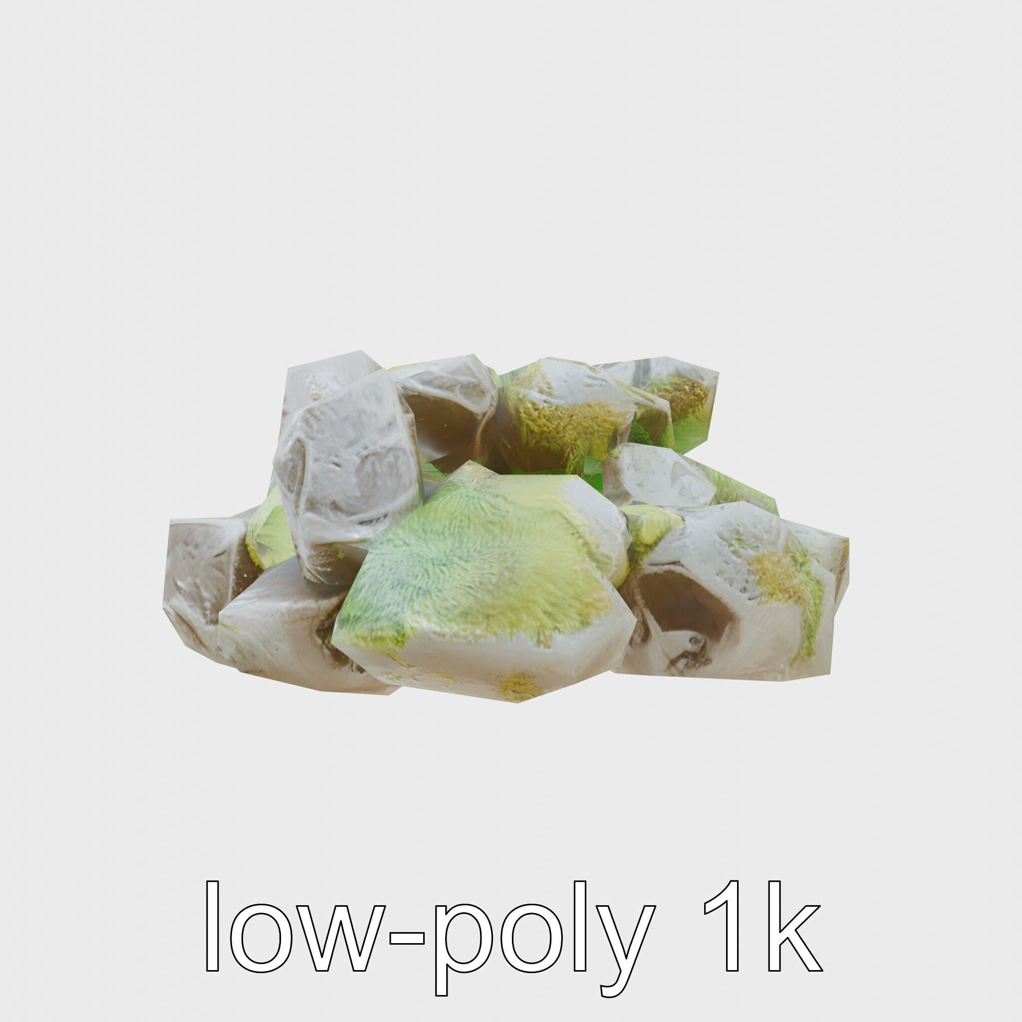 Mossy Rock Clusters Natural Environment model pack Low-poly 3D model_7