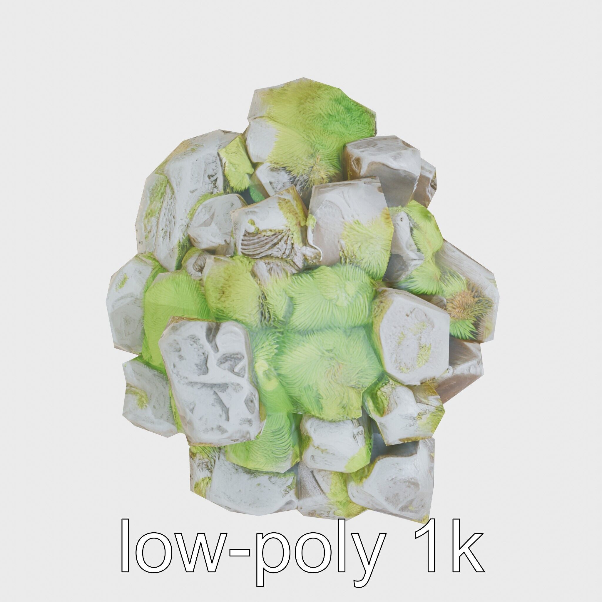 Mossy Rock Clusters Natural Environment model pack Low-poly 3D model_28