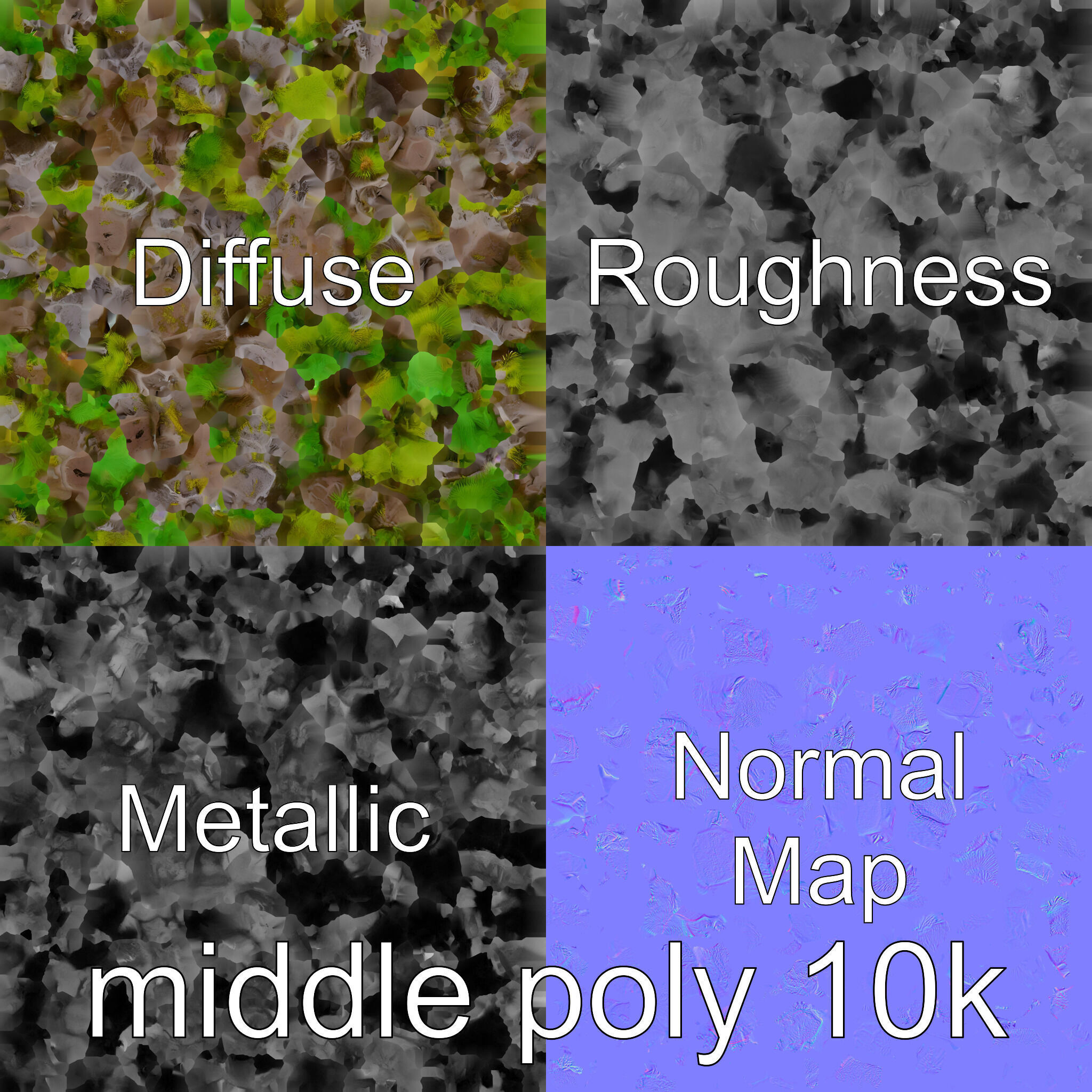 Mossy Rock Clusters Natural Environment model pack Low-poly 3D model_14