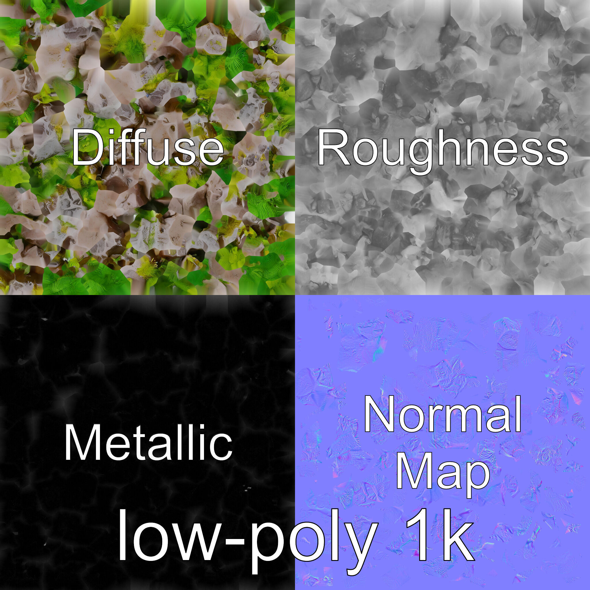 Mossy Rock Clusters Natural Environment model pack Low-poly 3D model_4