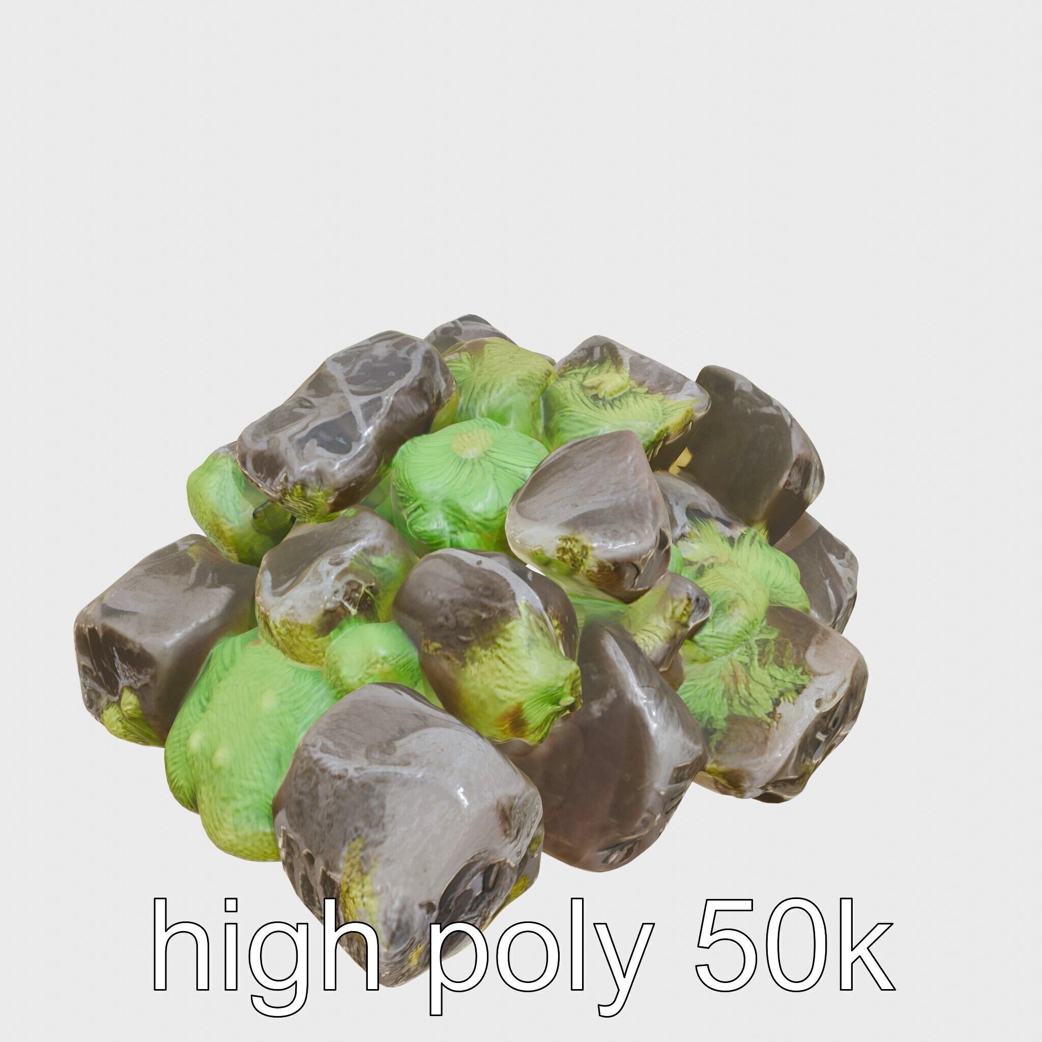 Mossy Rock Clusters Natural Environment model pack Low-poly 3D model_13