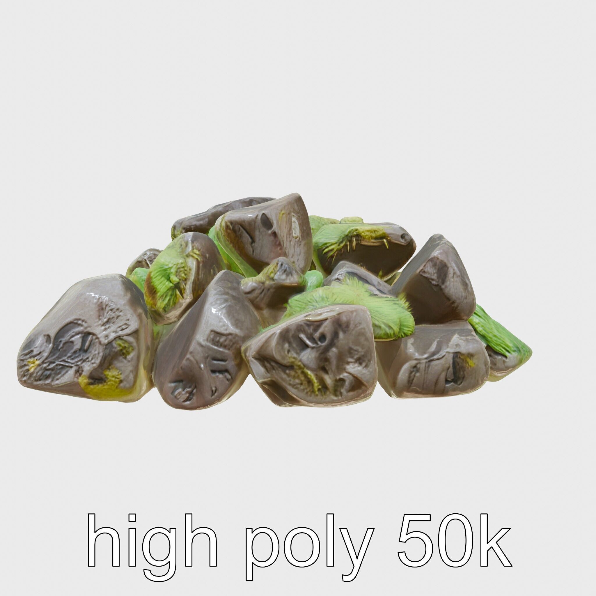 Mossy Rock Clusters Natural Environment model pack Low-poly 3D model_25