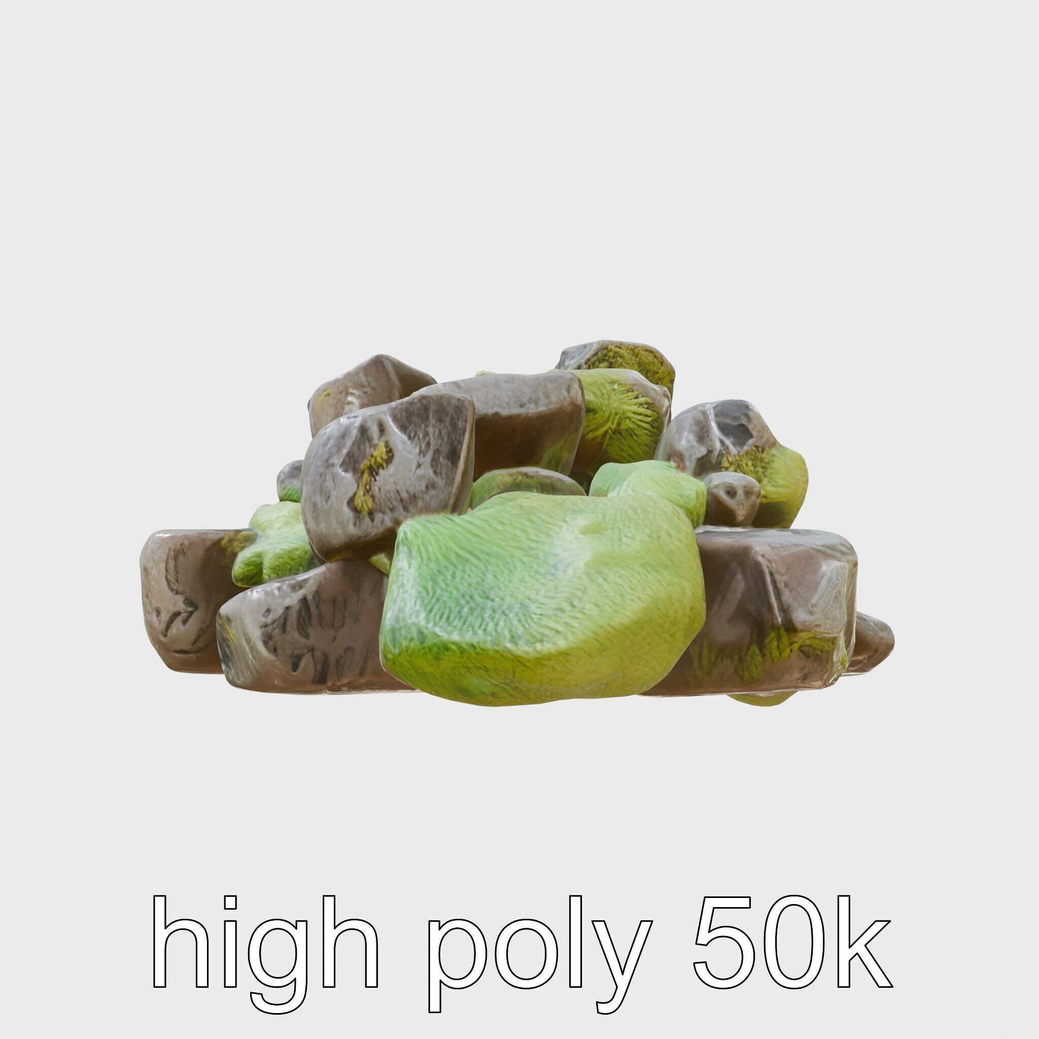 Mossy Rock Clusters Natural Environment model pack Low-poly 3D model_8