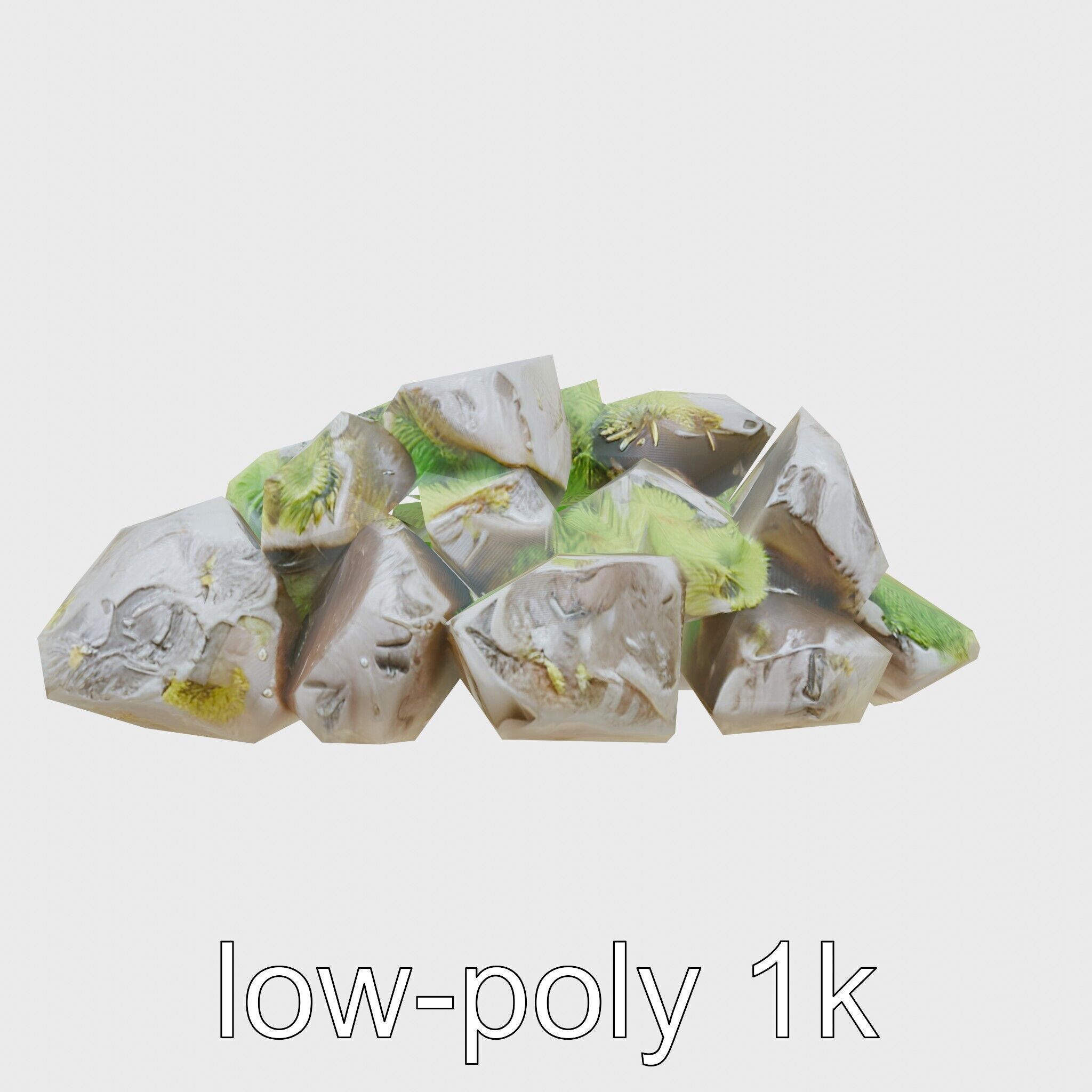 Mossy Rock Clusters Natural Environment model pack Low-poly 3D model_20