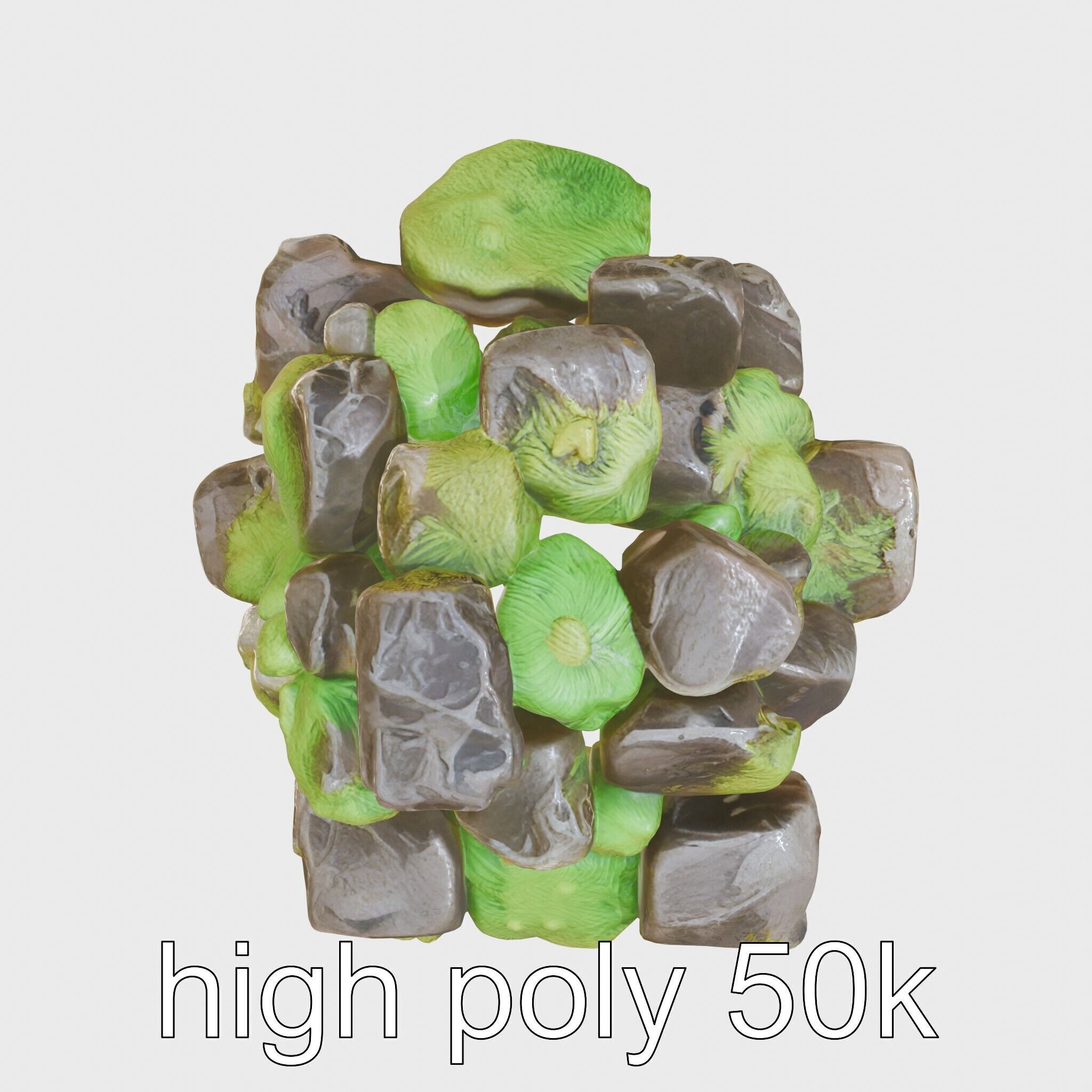 Mossy Rock Clusters Natural Environment model pack Low-poly 3D model_5