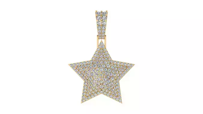 Iced-Out 3D Star Diamond Pendant